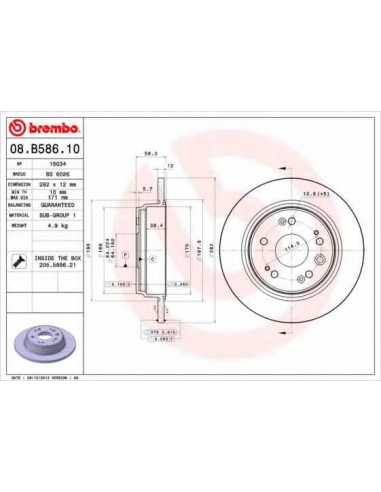 Pastillas de freno traseras BREMBO 08.B586.10 - HONDA STREAM