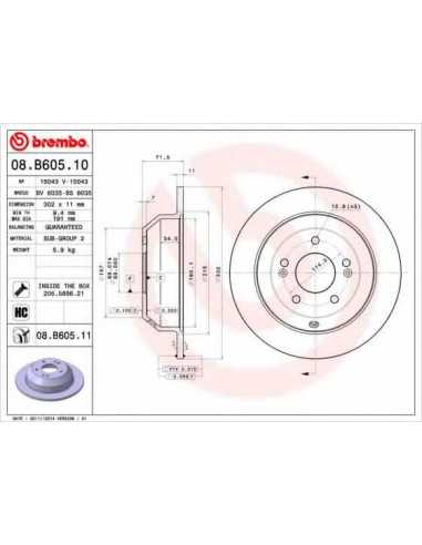 Pastillas de freno traseras BREMBO 08.B618.10 - KIA SORENTO II