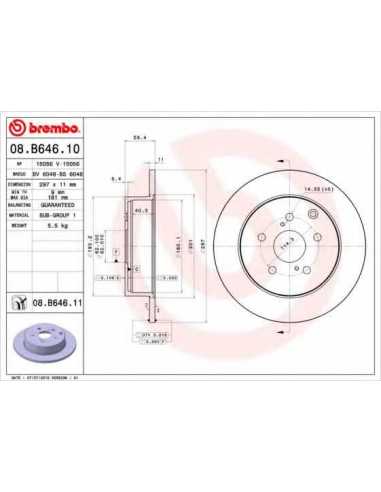Pastillas de freno traseras BREMBO 08.B646.11 - TOYOTA VERSO