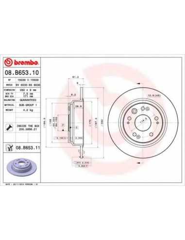 Pastillas de freno traseras BREMBO 08.B653.10 - HONDA ACCORD VII Tourer