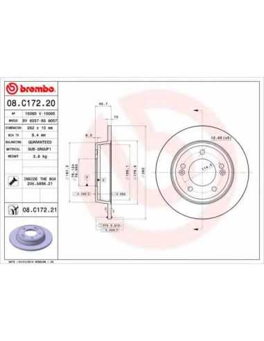 Pastillas de freno traseras BREMBO 08.C172.20 - HYUNDAI VELOSTER