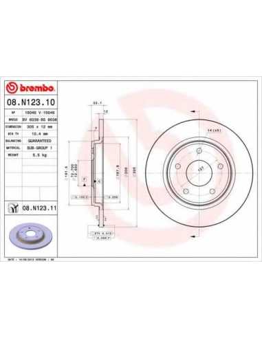 Pastillas de freno traseras BREMBO 08.N123.10 - CHRYSLER TOWN & COUNTRY V