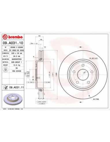 Pastillas de freno delanteras BREMBO 09.A031.11 - JEEP GRAND CHEROKEE III