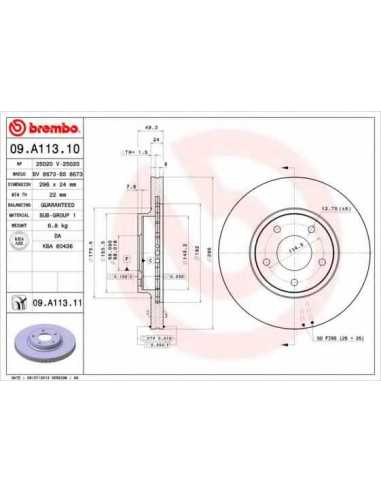 Pastillas de freno delanteras BREMBO 09.A113.10 - NISSAN MAXIMA QX Sedán