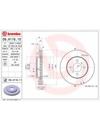 Pastillas de freno delanteras BREMBO 09.A116.10 - MITSUBISHI COLT Mk IV