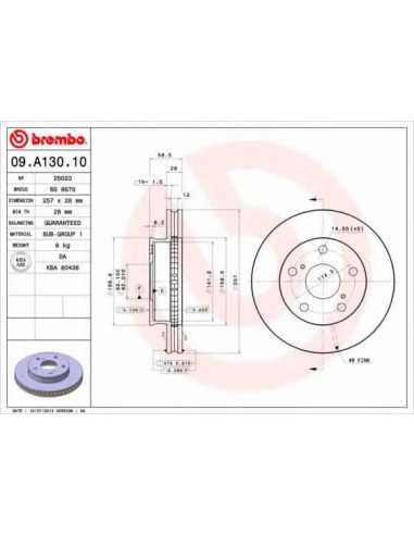 Pastillas de freno delanteras BREMBO 09.A130.10 - TOYOTA HILUX