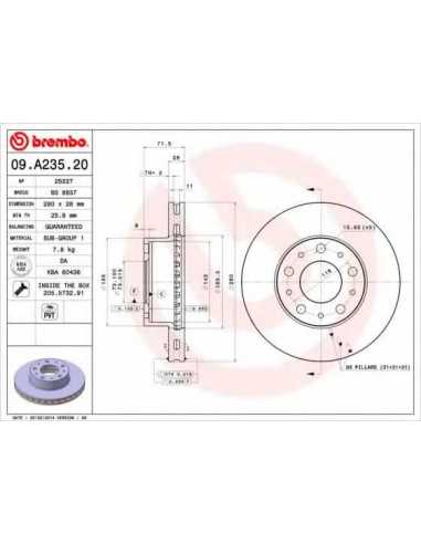 Pastillas de freno delanteras BREMBO 09.A235.20 - PEUGEOT MANAGER Autobús