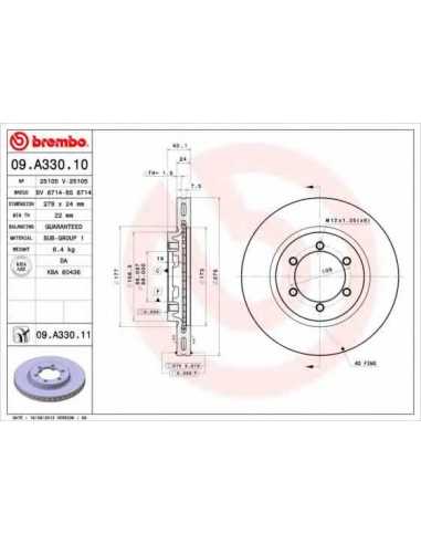 Pastillas de freno delanteras BREMBO 09.A330.10 - SSANGYONG MUSSO