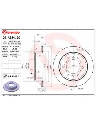 Pastillas de freno traseras BREMBO 09.A334.21 - TOYOTA FJ CRUISER