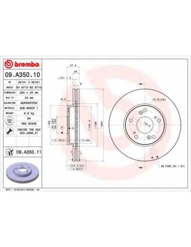 Pastillas de freno delanteras BREMBO 09.A350.10 - HONDA ACCORD EURO VIII
