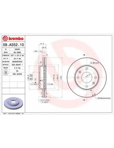 Pastillas de freno delanteras BREMBO 09.A352.10 - HYUNDAI SONATA Mk III
