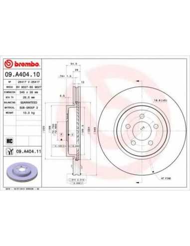 Pastillas de freno delanteras BREMBO 09.A404.10 - CHRYSLER 300 C Touring