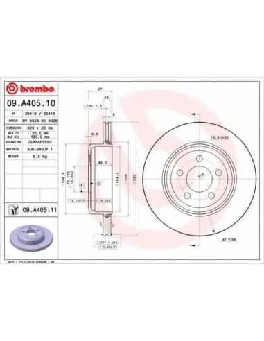 Pastillas de freno traseras BREMBO 09.A405.10 - CHRYSLER 300 C Touring