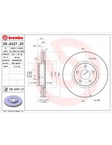 Pastillas de freno delanteras BREMBO 09.A427.20 - FORD MONDEO IV Sedán