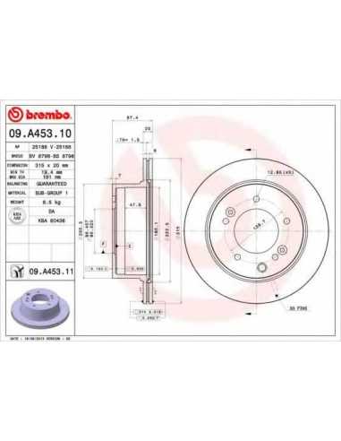 Pastillas de freno traseras BREMBO 09.A453.10 - KIA SORENTO I