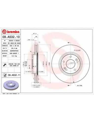 Pastillas de freno delanteras BREMBO 09.A532.10 - HYUNDAI TUCSON