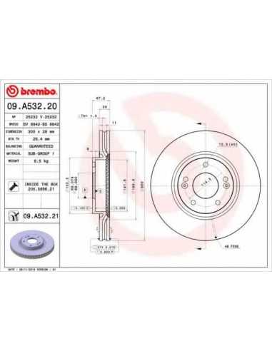 Pastillas de freno delanteras BREMBO 09.A532.20 - HYUNDAI ELANTRA