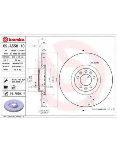 Pastillas de freno delanteras BREMBO 09.A558.10 - CITROËN C6 Sedán