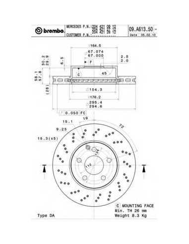 Pastillas de freno delanteras BREMBO 09.A613.51 - MERCEDES-BENZ CLASE C Sedán