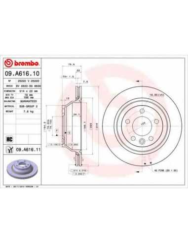 Pastillas de freno traseras BREMBO 09.A616.10 - VW TOUAREG