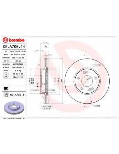 Pastillas de freno delanteras BREMBO 09.A706.11 - KIA RONDO III