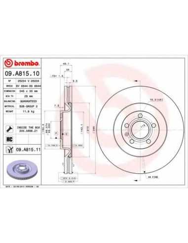 Pastillas de freno delanteras BREMBO 09.A815.10 - AUDI A4 Avant