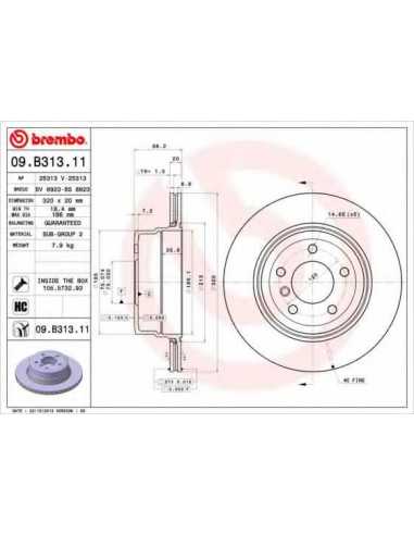 Pastillas de freno traseras BREMBO 09.B313.11 - BMW 5 Sedán