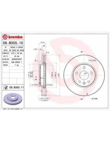 Pastillas de freno delanteras BREMBO 09.B355.10 - CHEVROLET CRUZE Station Wagon