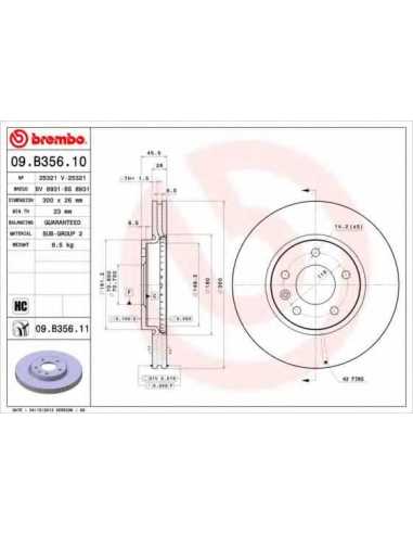 Pastillas de freno delanteras BREMBO 09.B356.10 - OPEL ASTRA J Sedán