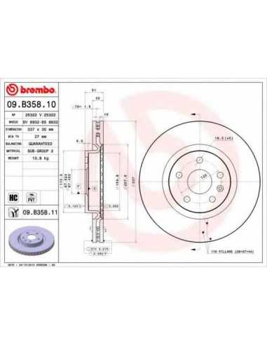 Pastillas de freno delanteras BREMBO 09.B358.11 - OPEL INSIGNIA Ranchera familiar