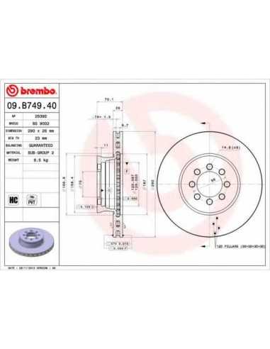 Pastillas de freno delanteras BREMBO 09.B749.40 - MERCEDES-BENZ VARIO Furgón/ranchera familiar