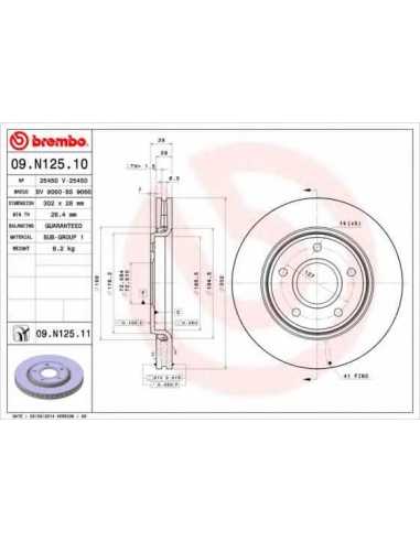 Pastillas de freno delanteras BREMBO 09.N125.10 - CHRYSLER TOWN & COUNTRY V