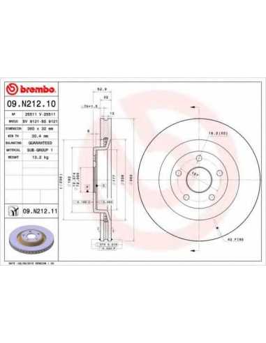 Pastillas de freno delanteras BREMBO 09.N212.10 - JEEP GRAND CHEROKEE III