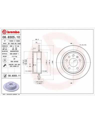 Pastillas de freno traseras BREMBO 08.8305.11 - SAAB 9-5 Sedán