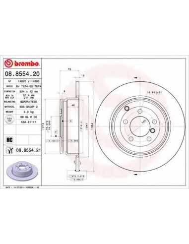 Pastillas de freno traseras BREMBO 08.8554.21 - LAND ROVER RANGE ROVER Mk III