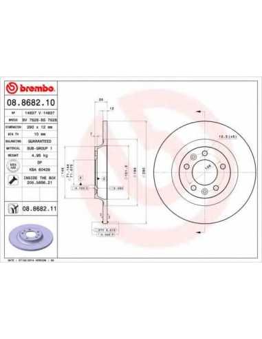 Pastillas de freno traseras BREMBO 08.8682.11 - PEUGEOT 508 SW