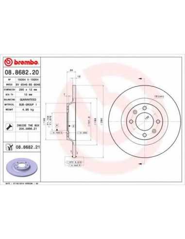 Pastillas de freno traseras BREMBO 08.8682.20 - PEUGEOT 308