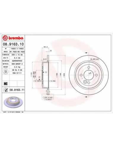 Pastillas de freno traseras BREMBO 08.9163.10 - MINI MINI Descapotable