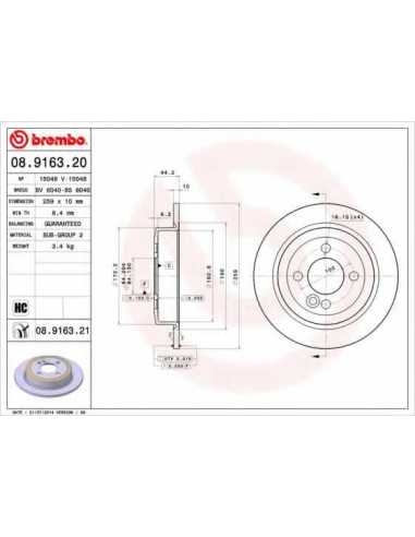 Pastillas de freno traseras BREMBO 08.9163.21 - MINI MINI CLUBMAN Ranchera familiar