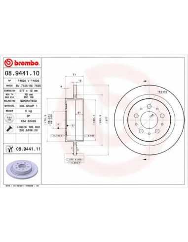 Pastillas de freno traseras BREMBO 08.9441.10 - VOLVO S90 Sedán