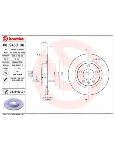 Pastillas de freno traseras BREMBO 08.9460.30 - OPEL ADAM