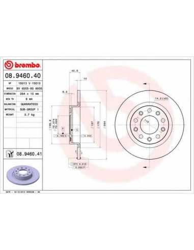 Pastillas de freno traseras BREMBO 08.9460.40 - ALFA ROMEO GIULIETTA