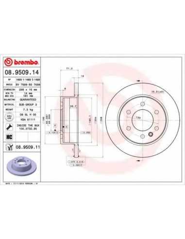 Pastillas de freno traseras BREMBO 08.9509.14 - MERCEDES-BENZ SPRINTER 5-t Caja/Chasis