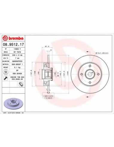 Pastillas de freno traseras BREMBO 08.9512.17 - CITROËN C4 Coupé