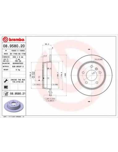 Pastillas de freno traseras BREMBO 08.9580.20 - MERCEDES-BENZ CLASE A