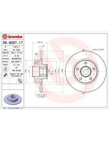 Pastillas de freno traseras BREMBO 08.9597.17 - NISSAN PRIMASTAR Van
