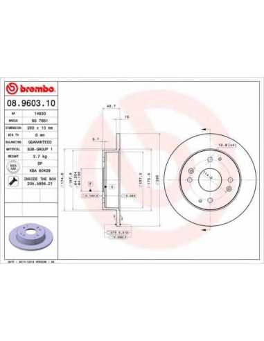 Pastillas de freno traseras BREMBO 08.9603.10 - ROVER 600