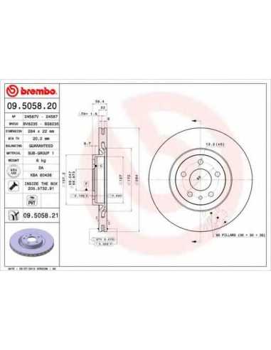 Pastillas de freno delanteras BREMBO 09.5058.21 - ALFA ROMEO SPIDER