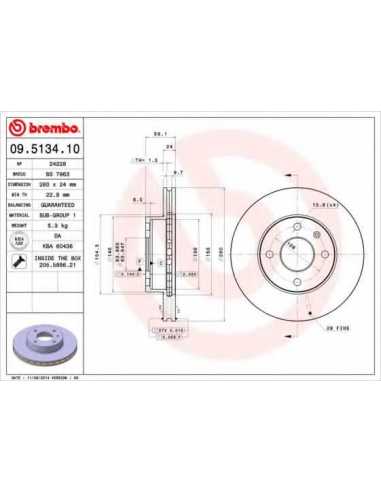 Pastillas de freno delanteras BREMBO 09.5134.10 - FORD ESCORT Mk IV
