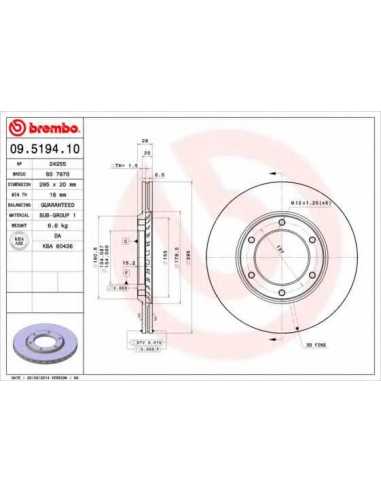 Pastillas de freno delanteras BREMBO 09.5194.10 - NISSAN PATROL Hardtop
